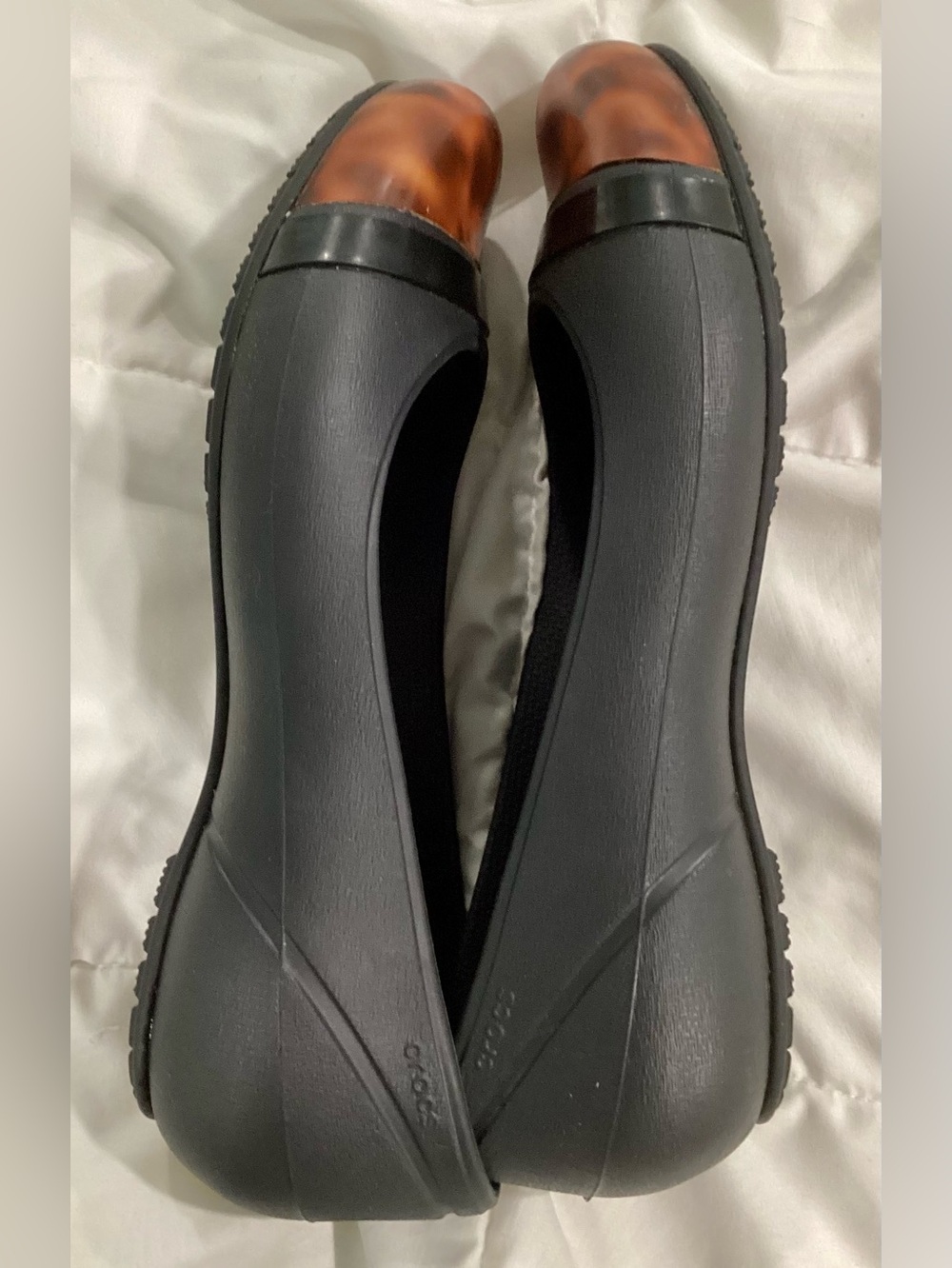 Crocs Women's Size 8 Gianna Alice Black Ballet Flats W/Tortoiseshell Toe-RETIRED - Picture 10 of 11